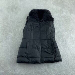 Moda international Puffer Vest Fax Fur Hood Reversible Womens Outerwear M C223